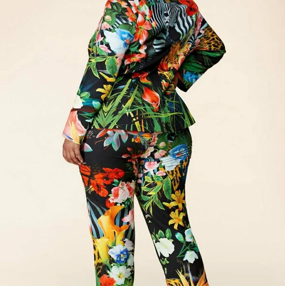 ❤️NEW Plus Size Forest Print Pantsuit - Picture 4 of 8